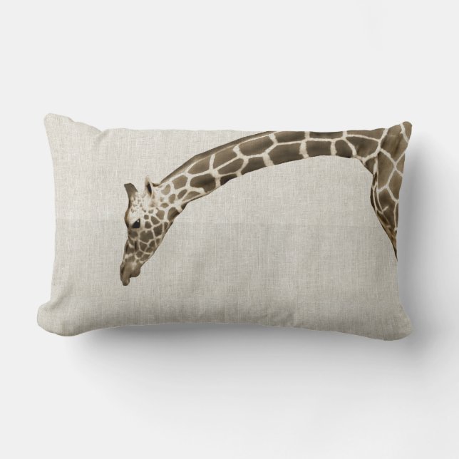 Giraffe auf Linen Streifen Dekorator Accent Kissen (Vorderseite)