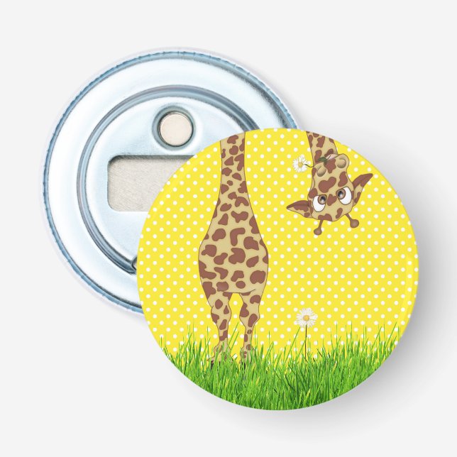 Giraffe auf Polka-Punkten mit Daisy Flaschenöffner (Vorderseite)
