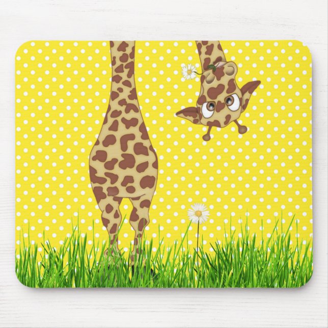 Giraffe auf Polka-Punkten mit Daisy Mousepad (Vorne)