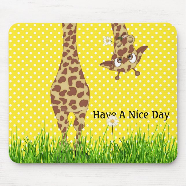 Giraffe auf Polka-Punkten mit Daisy Mousepad (Vorne)