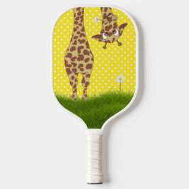 Giraffe auf Polka-Punkten mit Daisy Pickleball Schläger