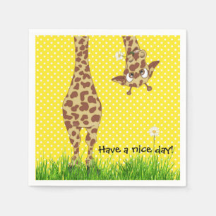 Giraffe auf Polka-Punkten mit Daisy Serviette