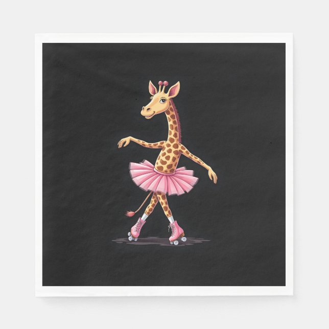 Giraffe auf Roller-Skaten in rosa Tutu-Tank-Oben Serviette (Vorderseite)