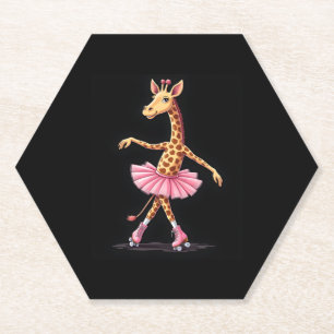Giraffe auf Roller-Skaten in rosa Tutu-Tank-Oben Untersetzer