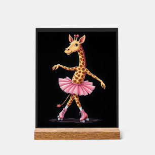 Giraffe auf Rollschuhen in rosa Tutu-Tanktop Acrylschild