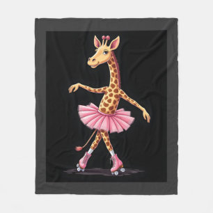 Giraffe auf Rollschuhen in rosa Tutu-Tanktop Fleecedecke