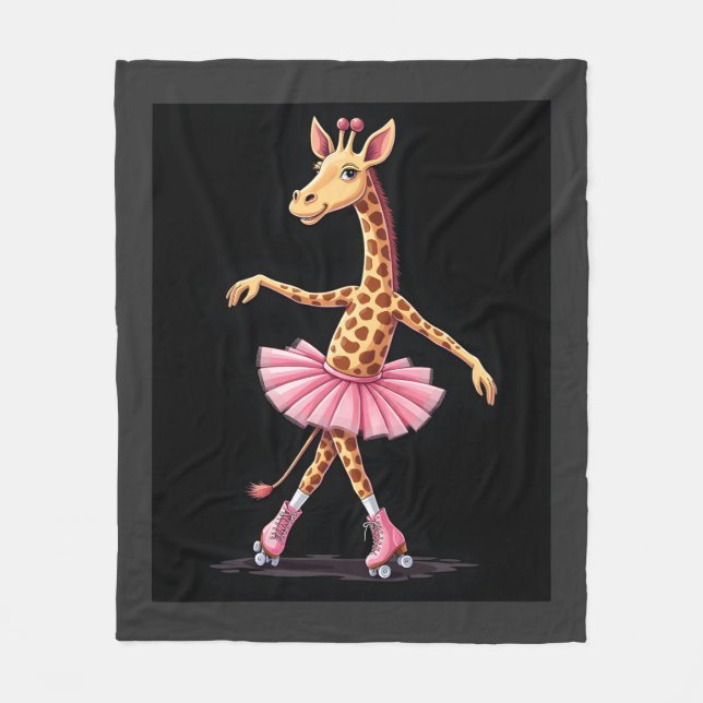 Giraffe auf Rollschuhen in rosa Tutu-Tanktop Fleecedecke (Vorderseite)