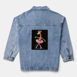 Giraffe auf Rollschuhen in rosa Tutu-Tanktop Jeansjacke