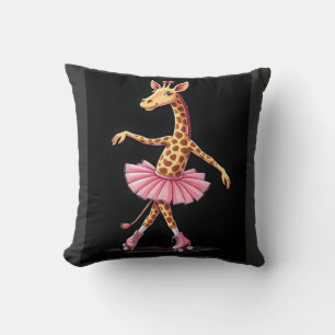 Giraffe auf Rollschuhen in rosa Tutu-Tanktop Kissen