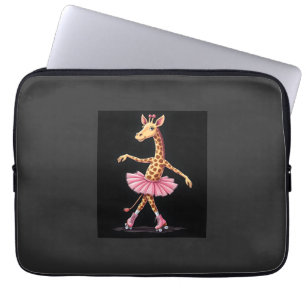 Giraffe auf Rollschuhen in rosa Tutu-Tanktop Laptopschutzhülle