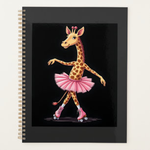 Giraffe auf Rollschuhen in rosa Tutu-Tanktop Planer