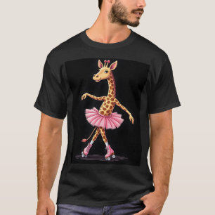 Giraffe auf Rollschuhen in rosa Tutu-Tanktop T-Shirt