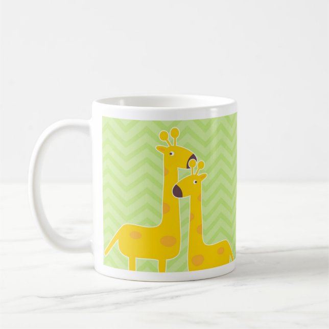 Giraffe auf Zickzack Muster des Zickzacks Kaffeetasse (Links)