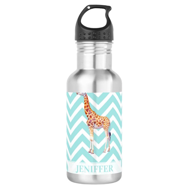 Giraffe auf Zickzack Zickzack. Edelstahlflasche (Vorderseite)