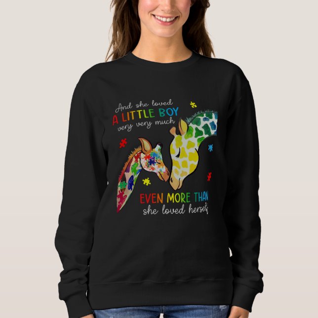Giraffe Autism Awareness Month She Loved A Little  Sweatshirt (Vorderseite)
