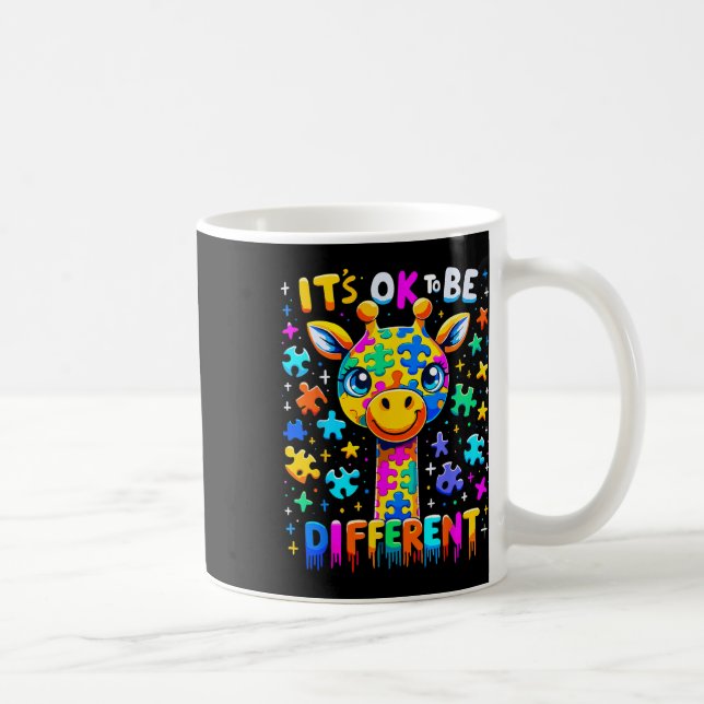 Giraffe Autismus Bewusstsein Es ist ok, anders zu  Kaffeetasse (Rechts)