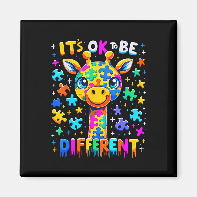 Giraffe-Autismus-Bewusstsein Es ist okay, anders z Magnet (Vorne)