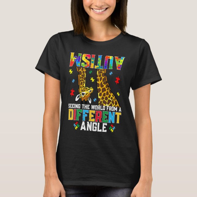 Giraffe Autismus sieht Welt anders Angle Awaren T-Shirt (Vorderseite)