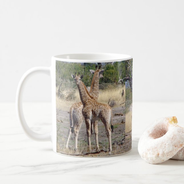 Giraffe Babies Doppelbild  Kaffeetasse (Mit Donut)