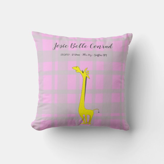 Giraffe Baby Birth Stats Kissen (Vorderseite)