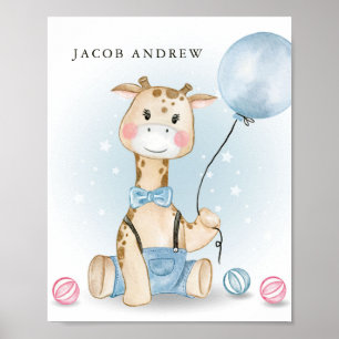 Giraffe Baby Boy Kinderzimmer Poster