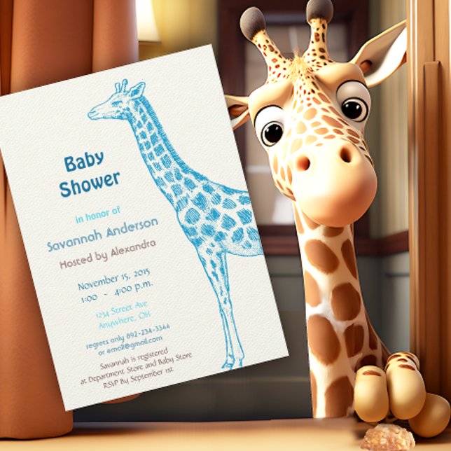 Giraffe Baby Boy Shower Einladungen (Von Creator hochgeladen)