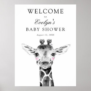 Giraffe Baby Dusche Begrüßungszeichen Poster
