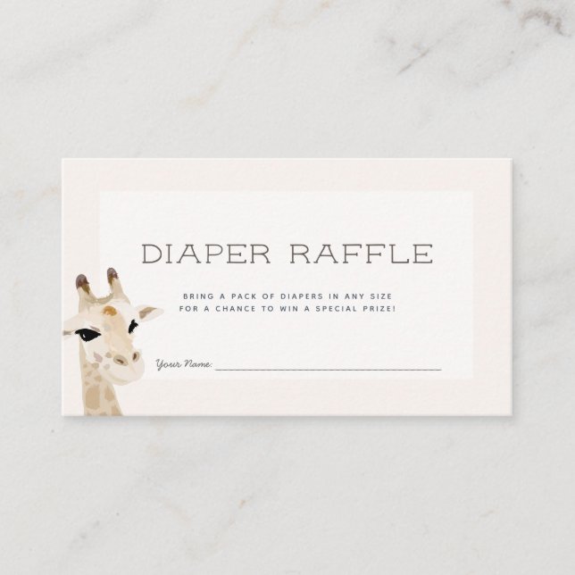 Giraffe Baby Dusche Beige Diaper Raffle Ticket Begleitkarte (Vorderseite)