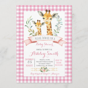 Giraffe Baby Dusche Einladung Rosa Mädchen