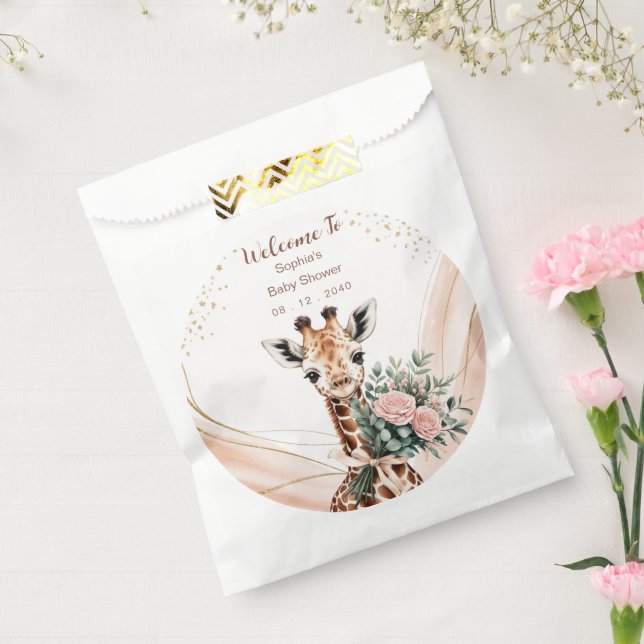 Giraffe Baby Dusche Willkommen Floral Safari Geschenktütchen (Versiegelt)