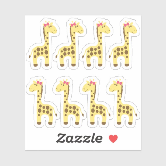 Giraffe Baby Girl Pink Bow Planner / Scrapbook Aufkleber (Blatt)