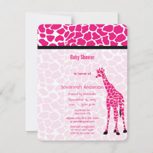 Giraffe Baby Girl PINK Moderne Pattern Baby Dusche Einladung