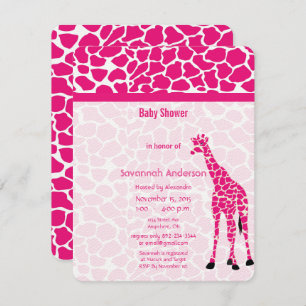 Giraffe Baby Girl PINK Moderne Pattern Baby Dusche Einladung