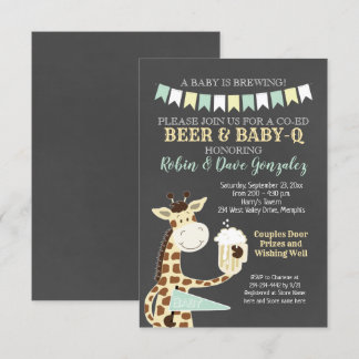 Giraffe Baby-Q Paare Kinderdusche Einladung