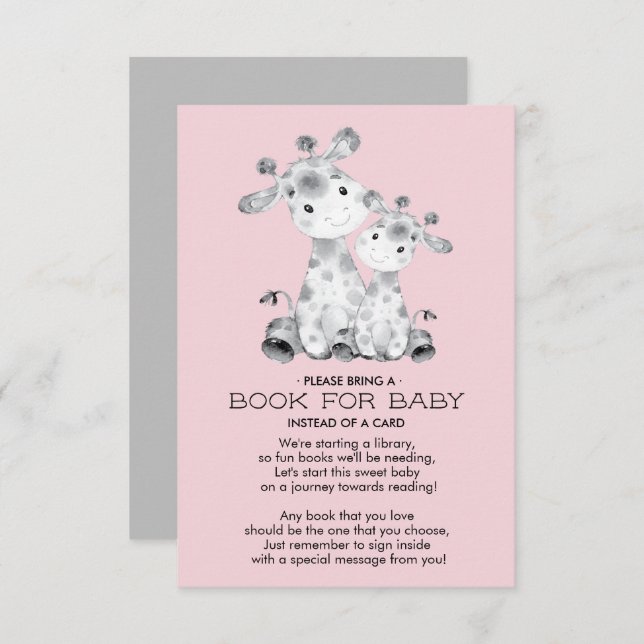Giraffe Baby Shower Book for Baby Card Einladung (Vorne/Hinten)