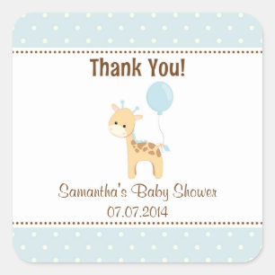 Giraffe Baby Shower Danke Stickers (blau)