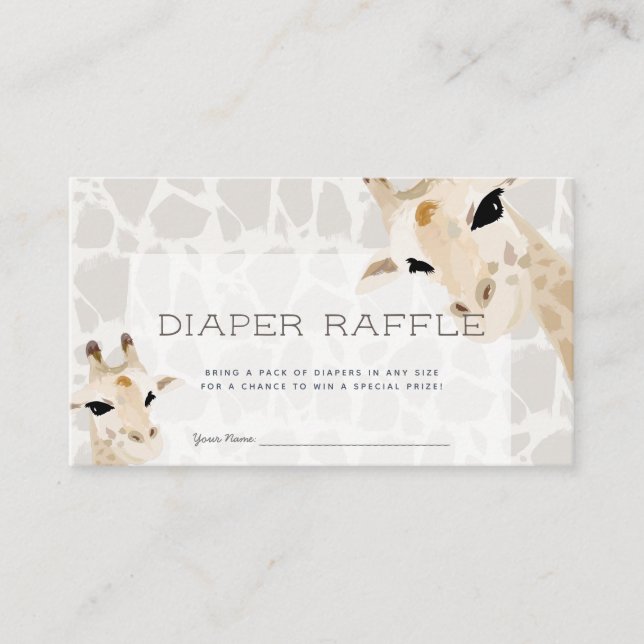 Giraffe Baby Shower Diaper Raffle Ticket Begleitkarte (Vorderseite)