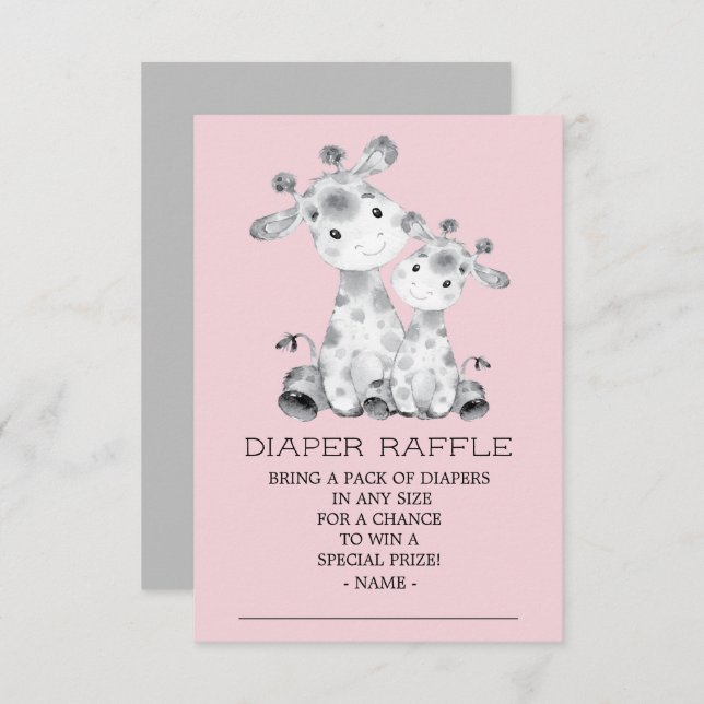 Giraffe Baby Shower Diaper Raffle Ticket Einladung (Vorne/Hinten)