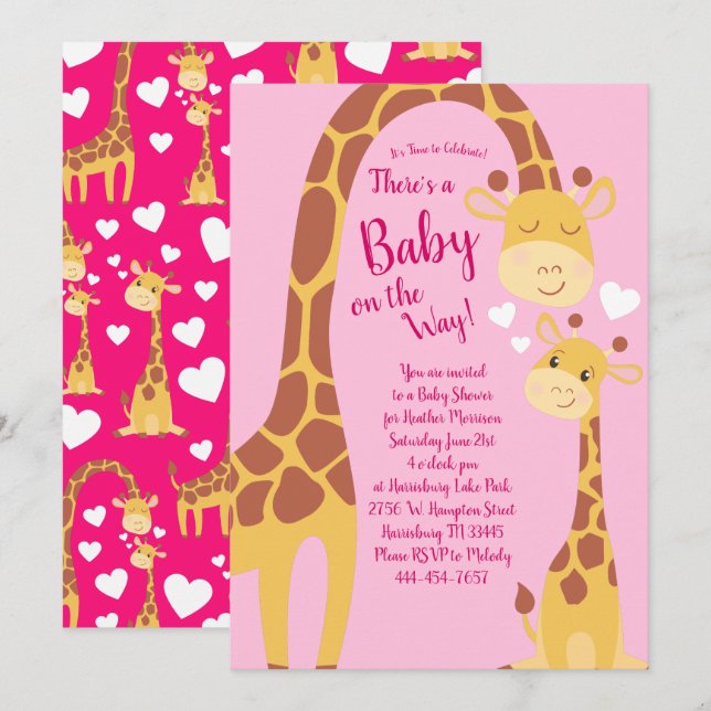 Giraffe Baby Shower Einladung (Vorne/Hinten)