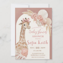 Giraffe-Baby-Shower-Einladung Rosa Boho Safari