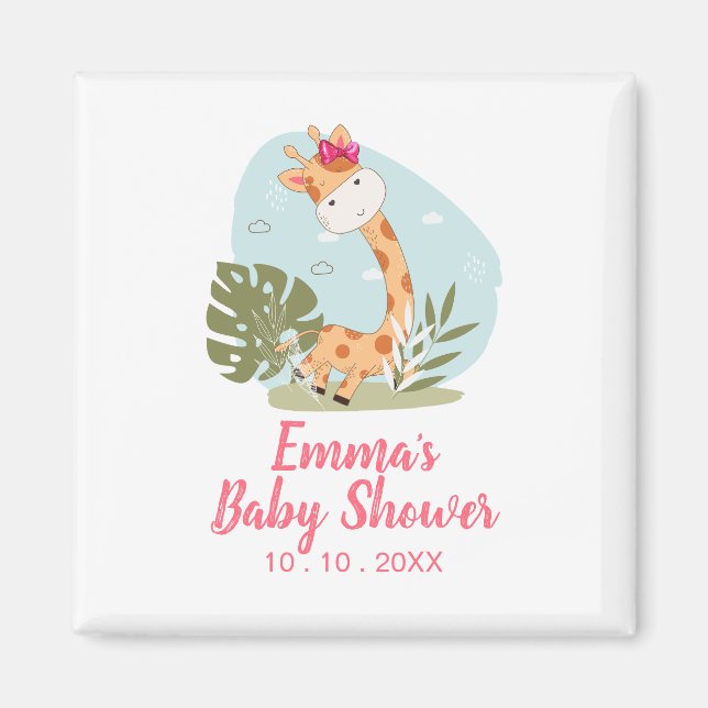 Giraffe Baby Shower Napkin (Girl Safari Animal) Magnet (Vorne)