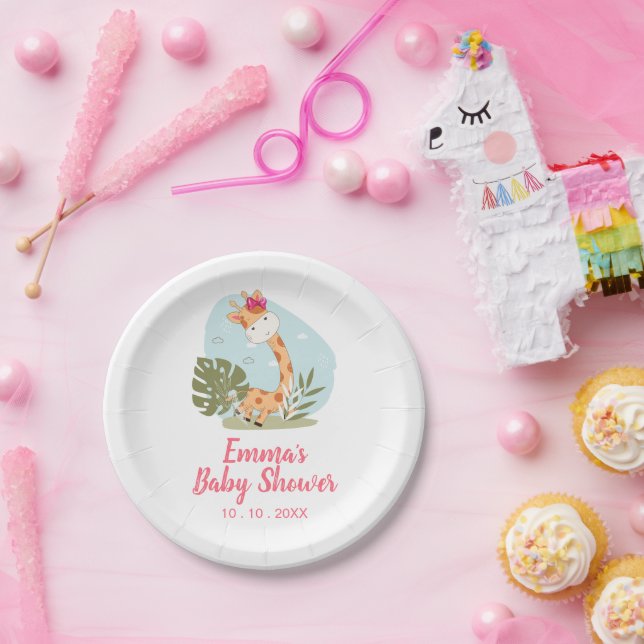 Giraffe Baby Shower Napkin (Girl Safari Animal) Pappteller (Party)