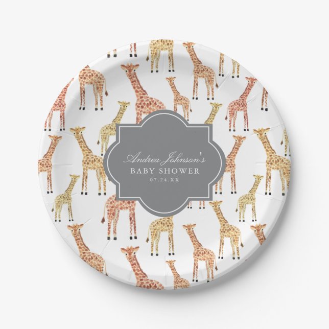 Giraffe Baby Shower Pappteller (Vorderseite)