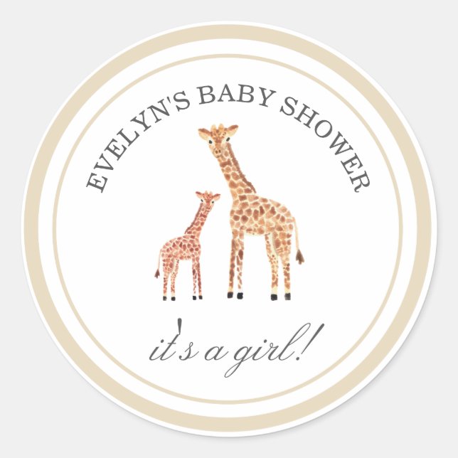 Giraffe Baby Shower Stickers (Vorderseite)