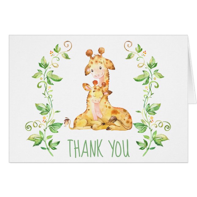 Giraffe Baby Showroom Party Danke Note Card (Vorderseite (Horizontal))