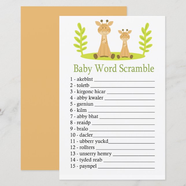 Giraffe Baby Wortverdrehspiel (Vorne/Hinten)