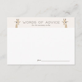 Giraffe Babydusche Beige Advice Card Begleitkarte
