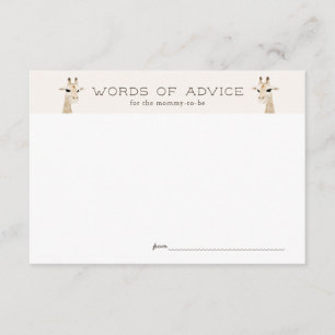 Giraffe Babydusche Beige Advice Card Begleitkarte