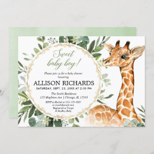 Giraffe Babydusche für Junge, Sweet-Baby-Junge-Dsc Einladung