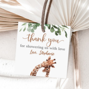 Giraffe Babydusche Prägeaufkleber Quadratischer Aufkleber